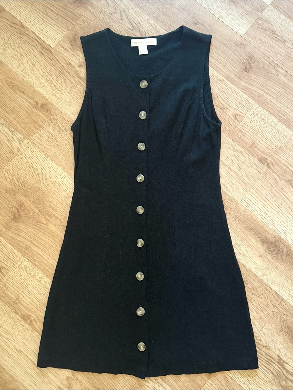 NWOT Linen Button-Front Black Dress